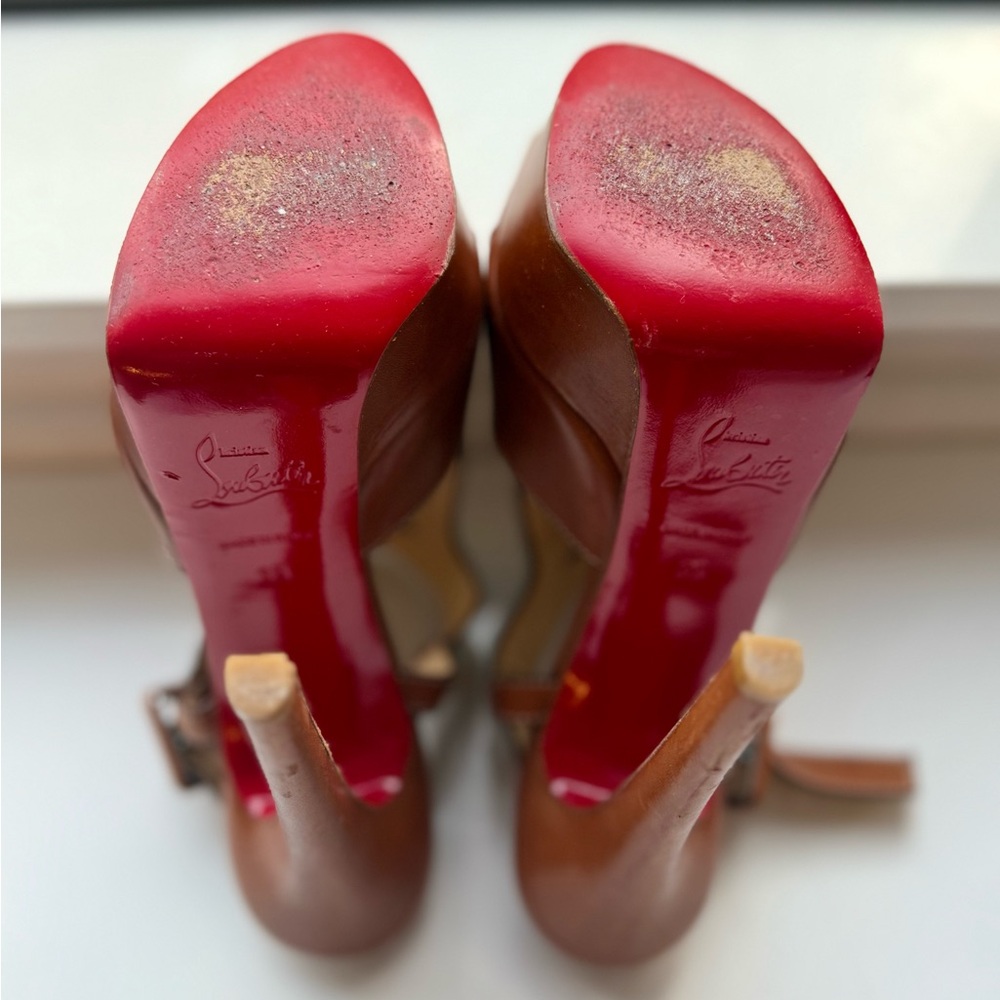 Christian Louboutin Camel Leather Gladiator Sandal Heels - Picture 6 of 8